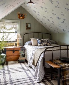 chasing-paper-chickadee-birds-wallpaper-on-ceiling-in-attic-bedroom