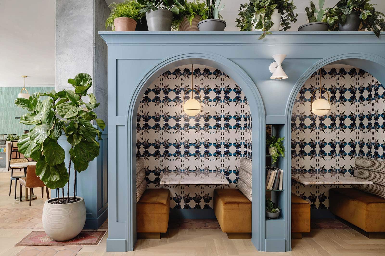 "Dragonflower" wallpaper by Kristy Stafford, design by Chelsea Kloss Interiors