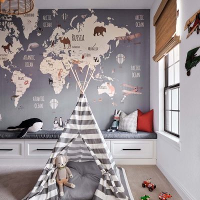 kids-room-with-world-map-wallpaper-and-chalkboard-paint-on-walls