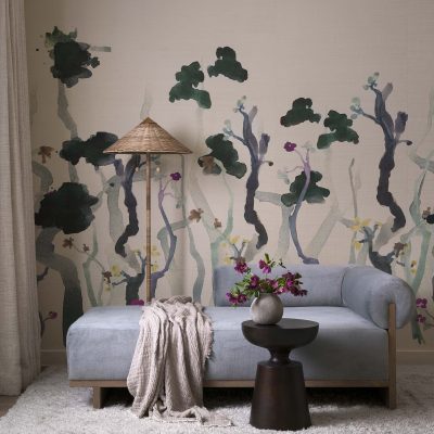 work-and-sea-grasscloth-with-painted-trees-in-bedroom-sitting-area-installation-by-paper-moon-wallpaper-installation-specialists-austin